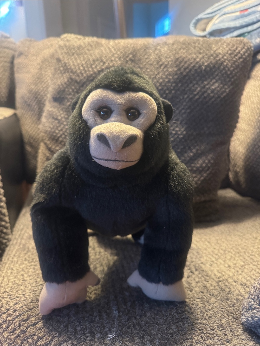 Plush Gorilla Stuffed Animal - Black and Cream